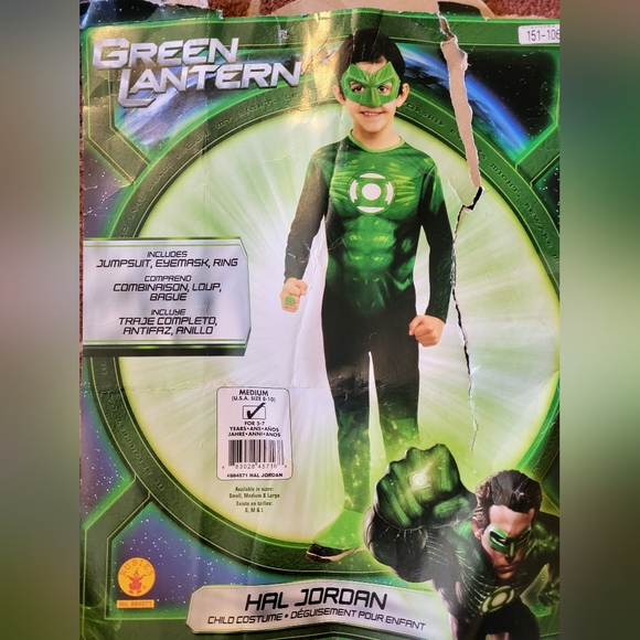 🎃GREEN LANTERN 2012 LICENSED HAL JORDAN like new CHILD COSTUME Medium 8/10 - Picture 11 of 15